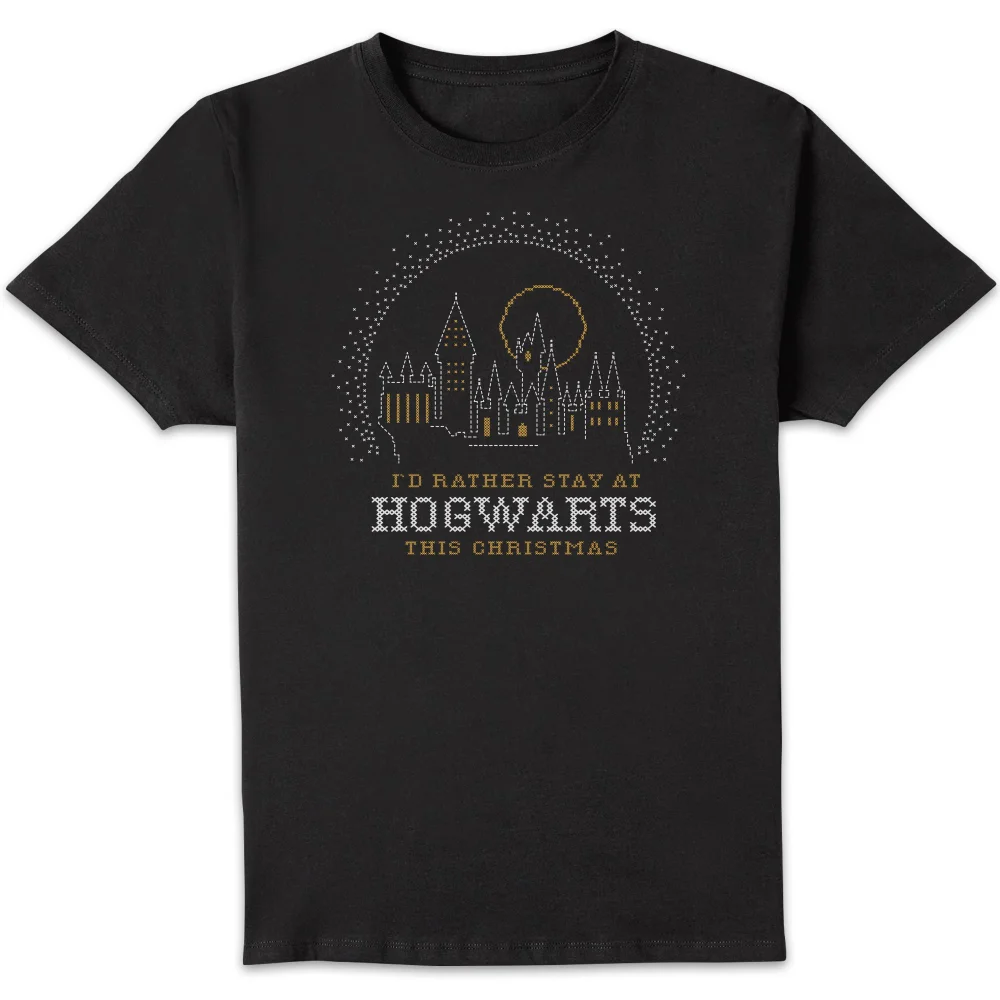 Harry Potter I'd Rather Stay At Hogwarts Herren Christmas T-Shirt - Schwarz - S Bild 1
