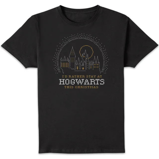 Harry Potter I'd Rather Stay At Hogwarts Herren Christmas T-Shirt - Schwarz