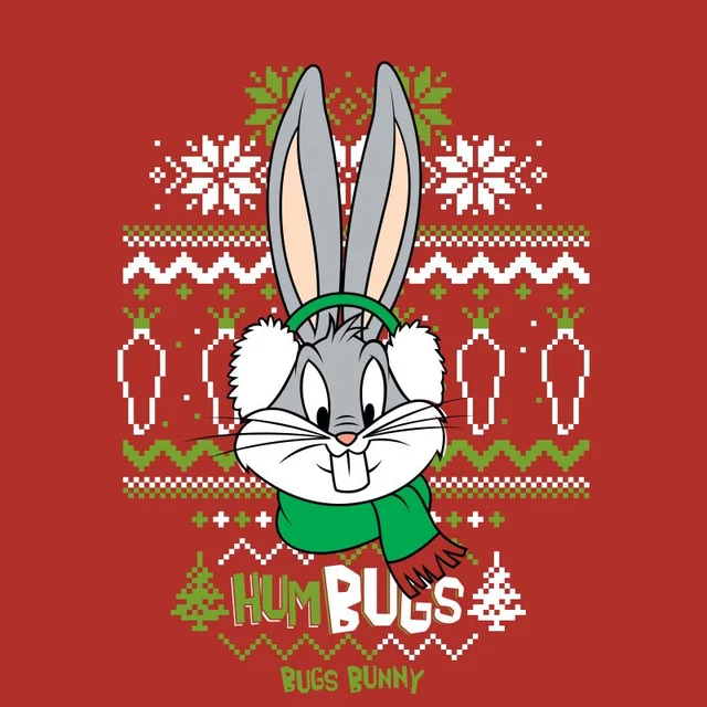 Looney Tunes Bugs Bunny Knit Herren Christmas T-Shirt - Rot
