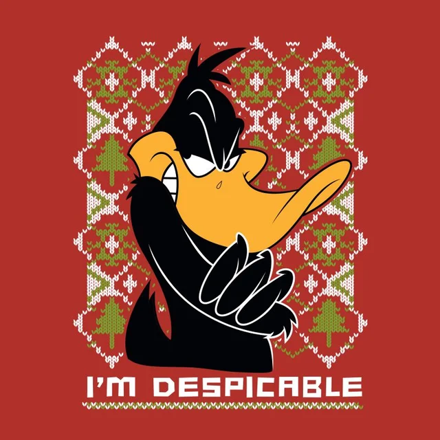 Looney Tunes Daffy Duck Knit Herren Christmas T-Shirt - Rot