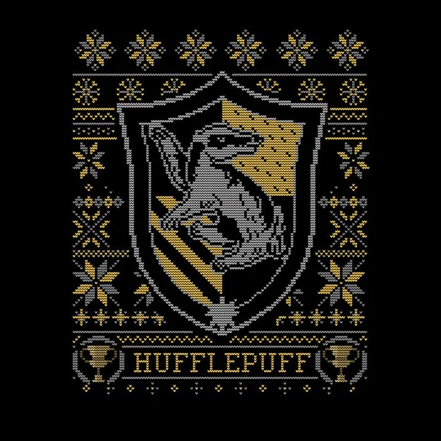 Harry Potter Hufflepuff Crest Herren Christmas T-Shirt - Schwarz