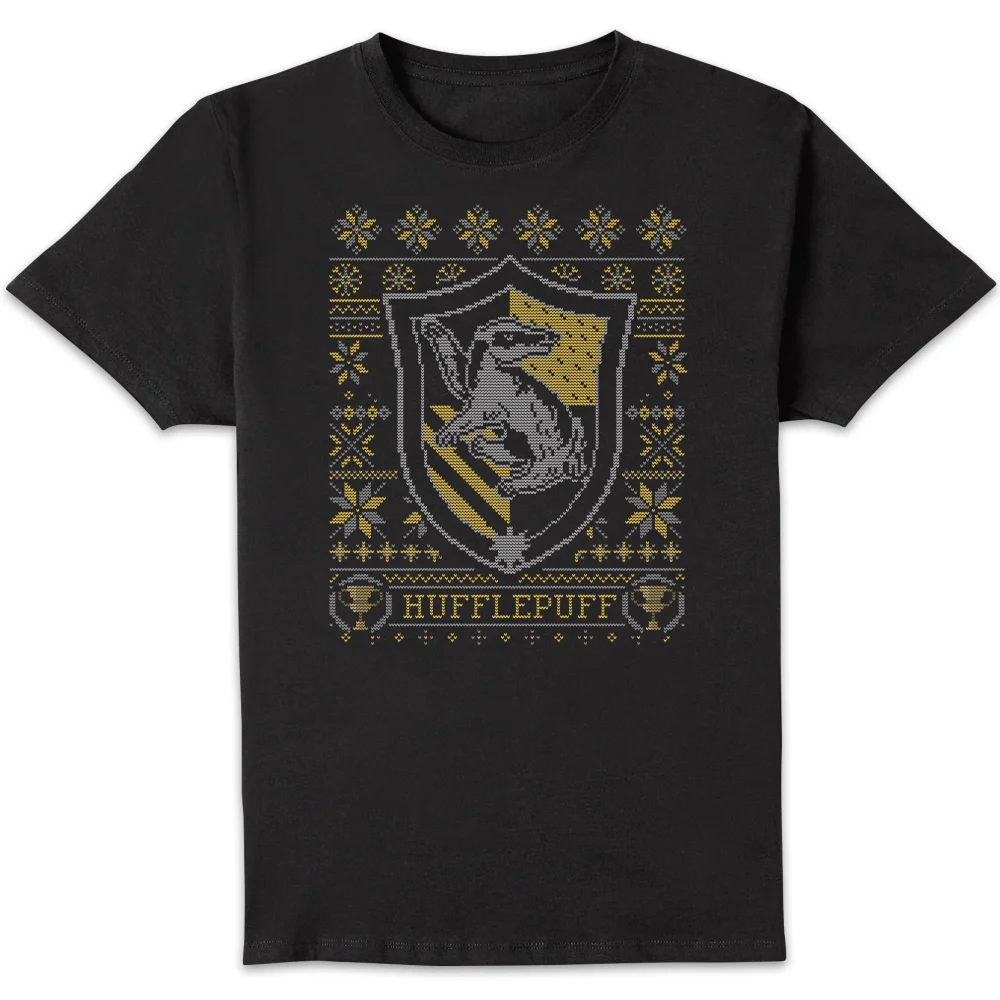 Harry Potter Hufflepuff Crest Herren Christmas T-Shirt - Schwarz - M Bild 1