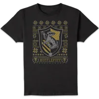 Harry Potter Hufflepuff Crest Herren Christmas T-Shirt - Schwarz