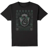 Harry Potter Slytherin Crest Herren Christmas T-Shirt - Schwarz