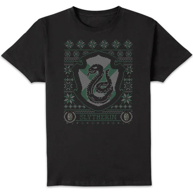 Harry Potter Slytherin Crest Herren Christmas T-Shirt - Schwarz