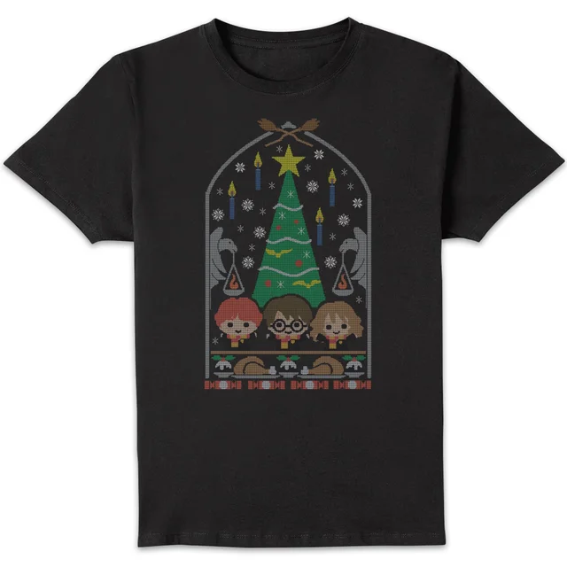 Harry Potter Hogwarts Tree Herren Christmas T-Shirt - Schwarz