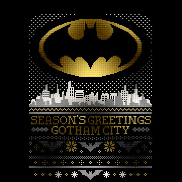 DC Seasons Greetings From Gotham Herren Christmas T-Shirt - Schwarz