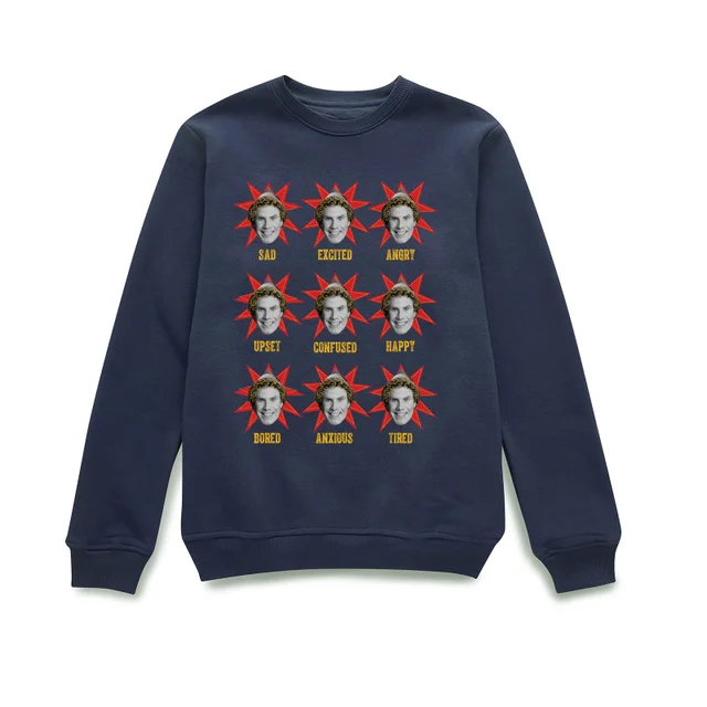 Elf Faces Weihnachtspullover – Navy