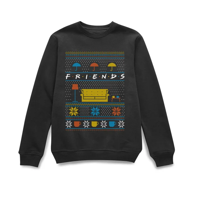 Friends Sofa Knit Weihnachtspullover – Schwarz