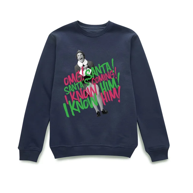 Elf Santa! I Know Him! Weihnachtspullover – Navy