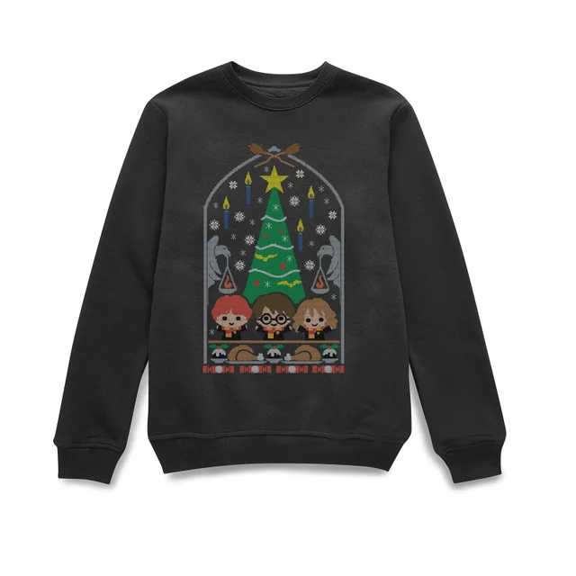 Harry Potter Hogwarts Tree Weihnachtspullover – Schwarz