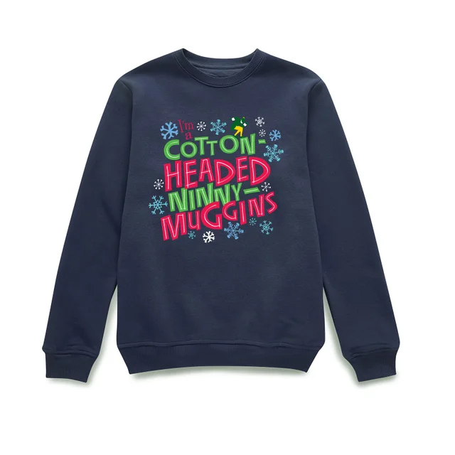 Elf Cotton-Headed Ninny-Muggins Weihnachtspullover – Navy