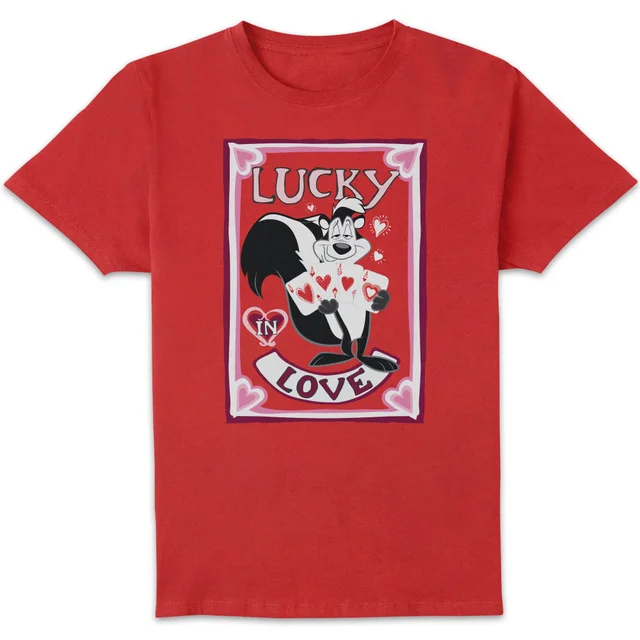 Looney Tunes Lucky In Love Pepe Le Pew Men's T-Shirt - Red