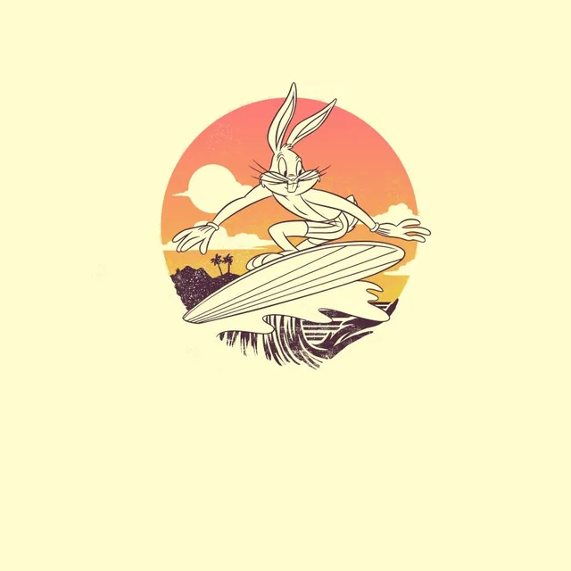 Looney Tunes Kaboom! Surf T-Shirt - Weiß Vintage Wash