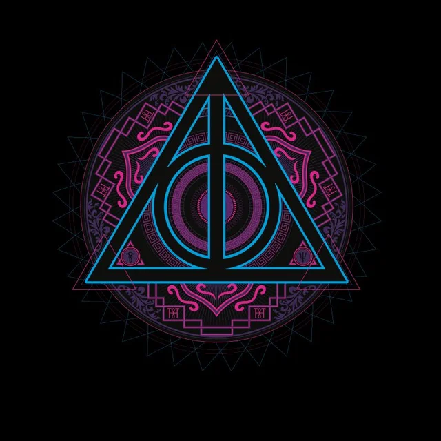 Harry Potter Deathly Hallows Neon Men's T-Shirt - Black