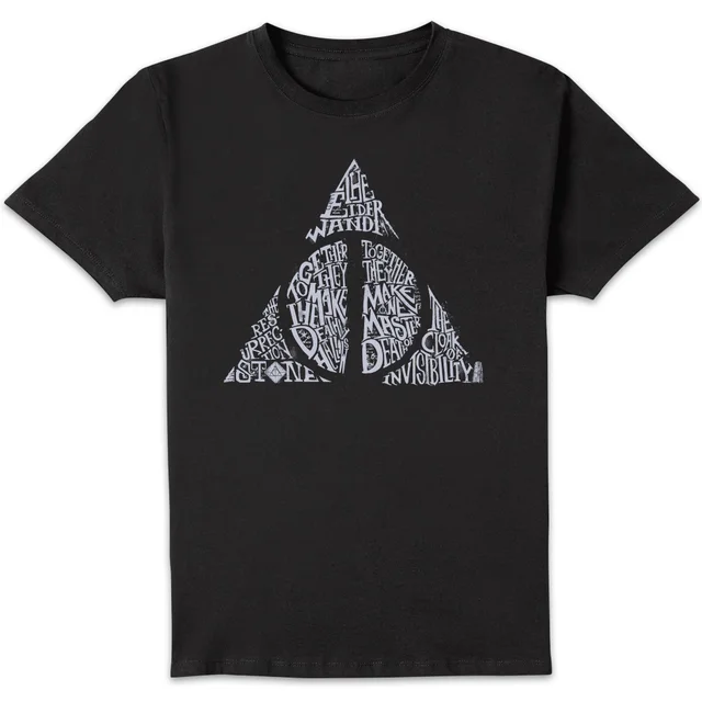 Harry Potter Deathly Hallows Text Men's T-Shirt - Black