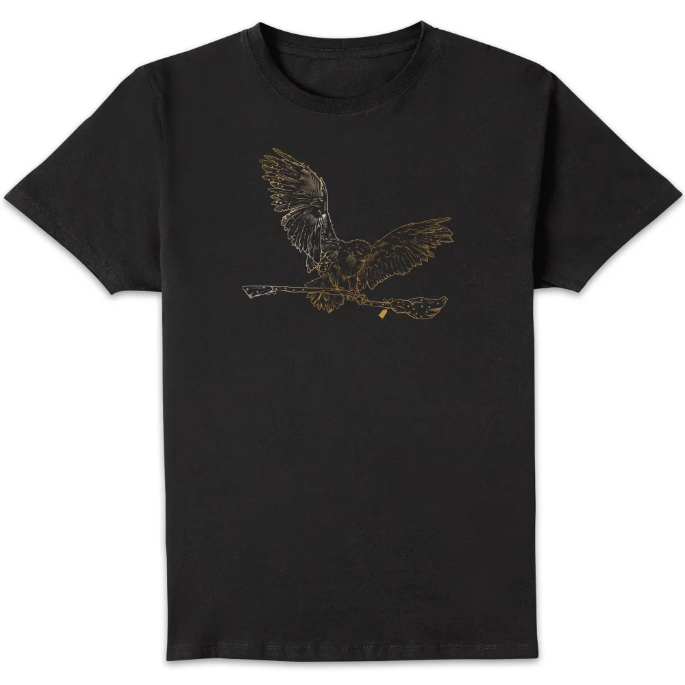 Harry Potter Hedwig Broom Gold Men's T-Shirt - Black - S Bild 1