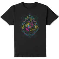 Harry Potter Hogwarts Neon Crest Men's T-Shirt - Black - undefined undefined