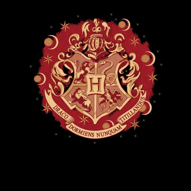 Harry Potter Hogwarts Christmas Crest Men's T-Shirt - Black