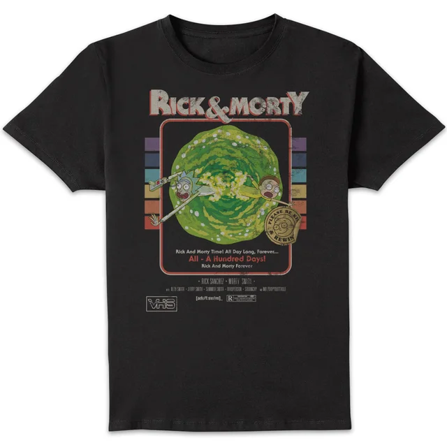 Rick and Morty A HundRot Days VHS T-Shirt - Schwarz