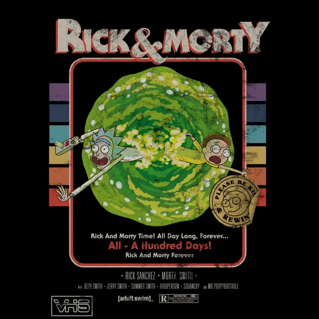 Rick and Morty A HundRot Days VHS T-Shirt - Schwarz