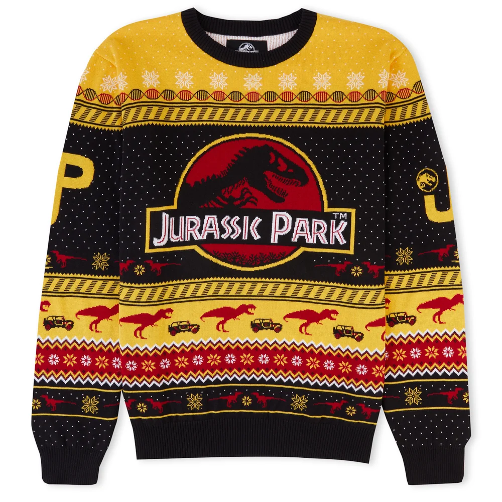 Zavvi Exclusive Jurassic Park Christmas Knitted Jumper Yellow - XS Bild 1