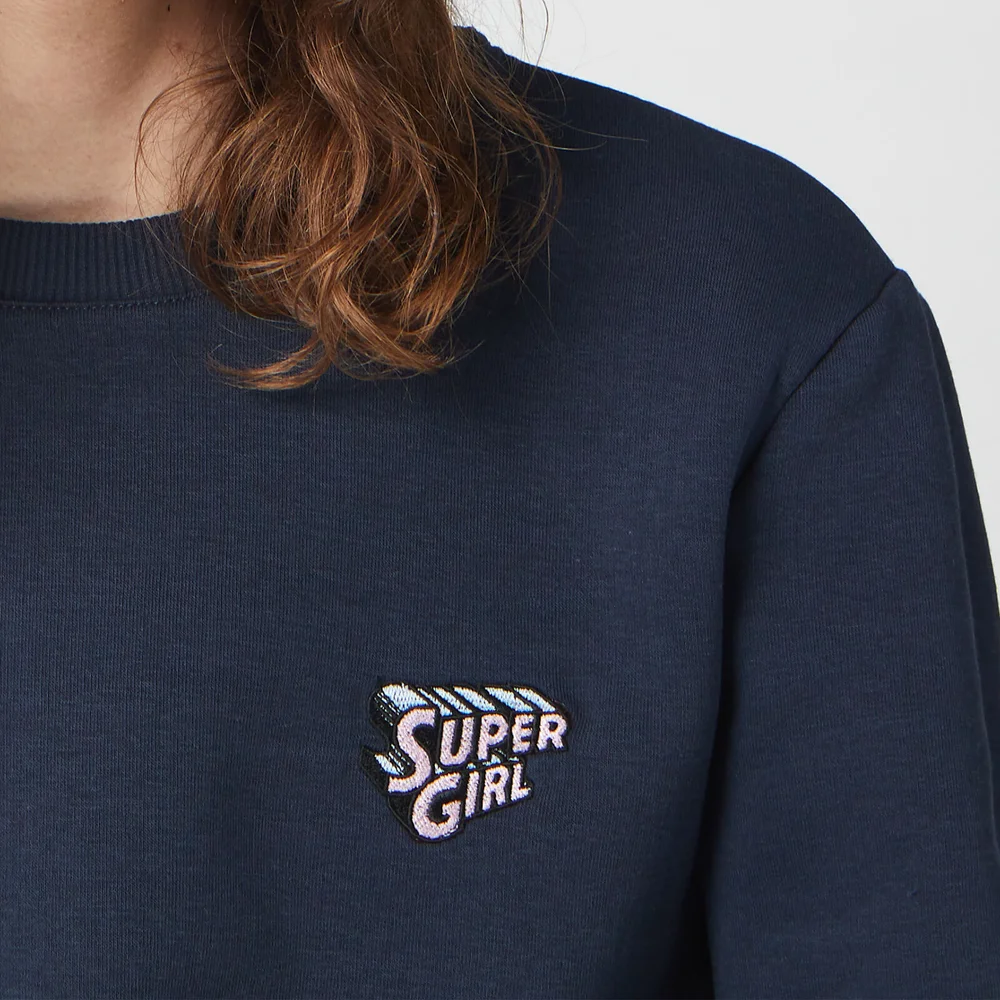 DC Super Girl Unisex Embroidered Sweatshirt - Navy - S Bild 1