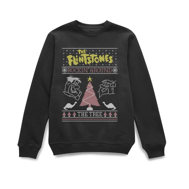 Flintstones Rockin Around The Tree Weihnachtspullover – Schwarz