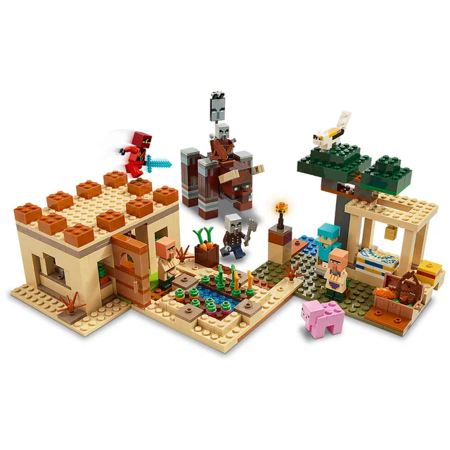 LEGO 21160 Minecraft Der Illager-Überfall Bauset mit Verwüster und Kai, Spielzeug für Kinder