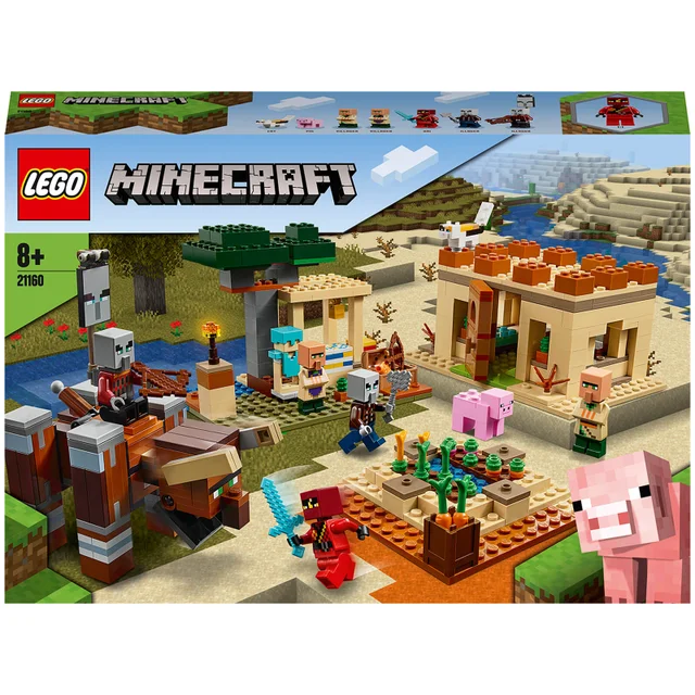 LEGO 21160 Minecraft Der Illager-Überfall Bauset mit Verwüster und Kai, Spielzeug für Kinder