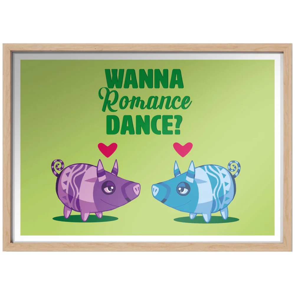 Viva Piñata Wanna Romance Dance Pig Art Print Giclee Art Print - A4 - Wooden Frame Bild 1