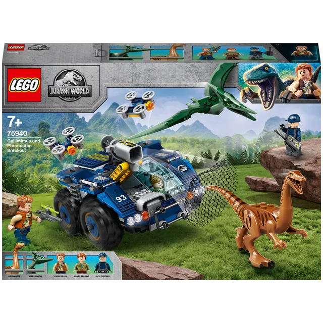 LEGO 75940 Jurassic World Ausbruch von Gallimimus und Pteranodon, Dinosaurier Spielzeug für Kinder ab 7 Jahren mit Figuren