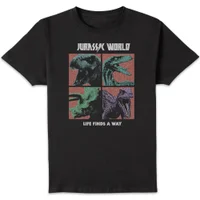 Jurassic Park World Four Colour Faces Men's T-Shirt - Schwarz