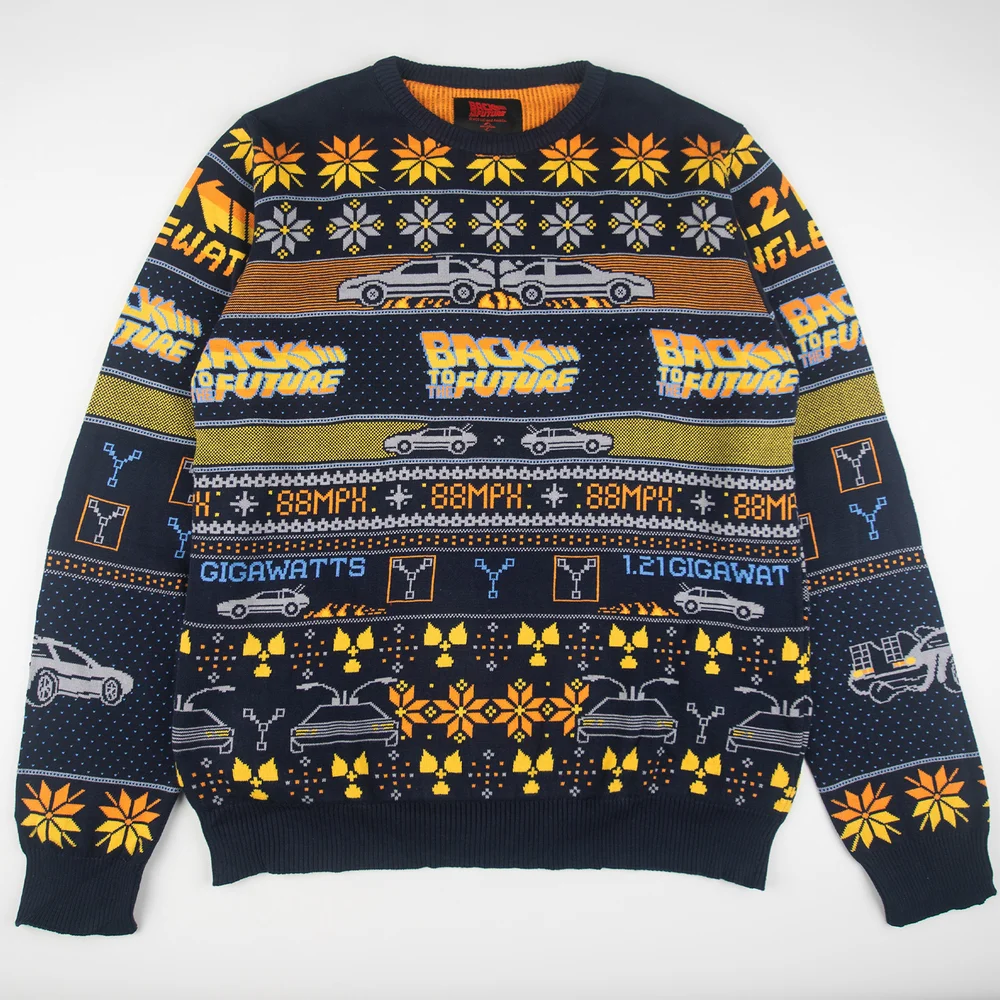 Back to the Future Christmas Knitted Jumper Navy - XS Bild 1