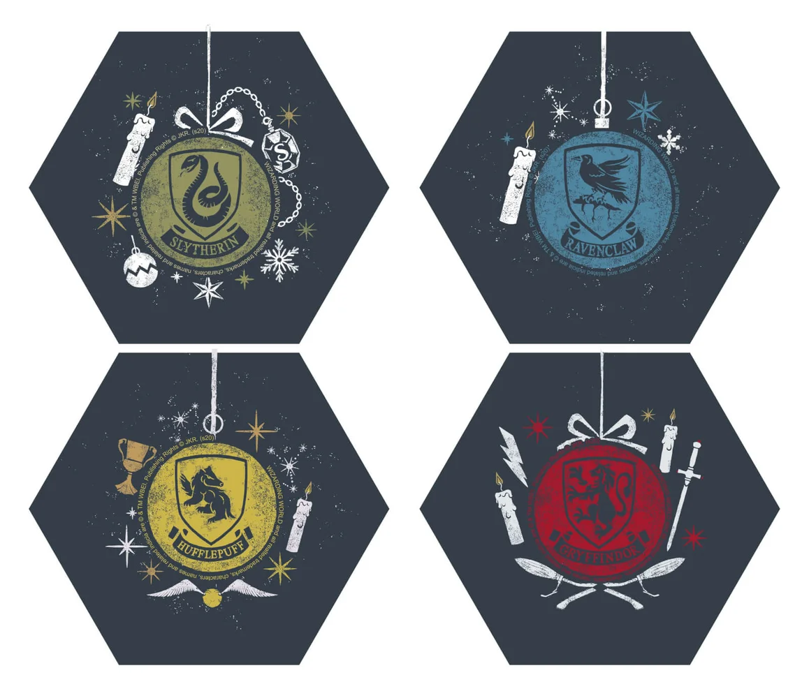 Harry Potter Hogwarts Houses Christmas Hexagonal Coaster Set Bild 1