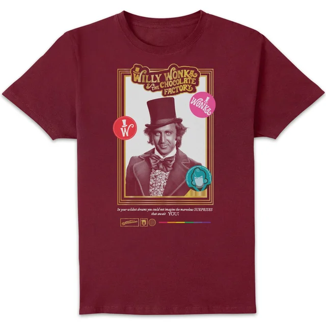 Charlie und die Schokoladenfabrik Retro Cover Herren T-Shirt - Burgunderrot