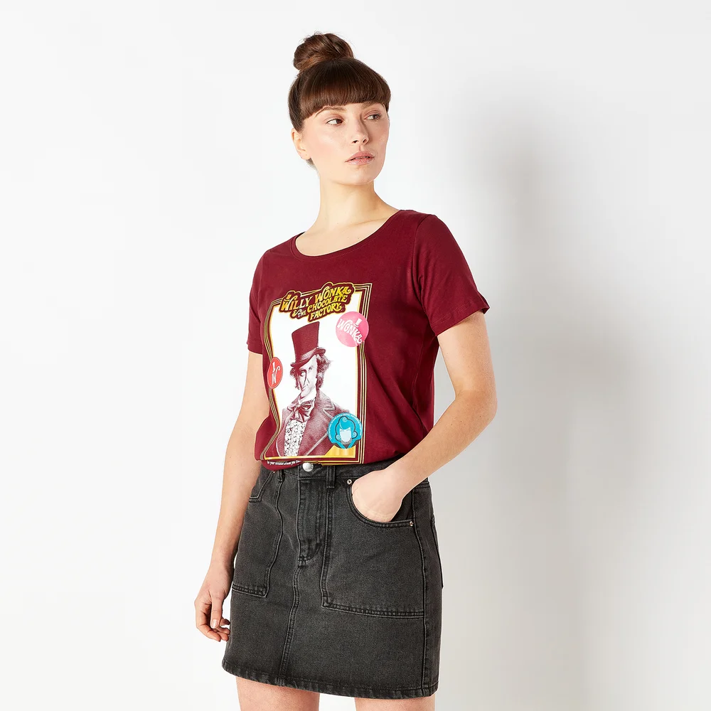 Charlie und die Schokoladenfabrik Retro Cover Damen T-Shirt - Burgunderrot - S Bild 1