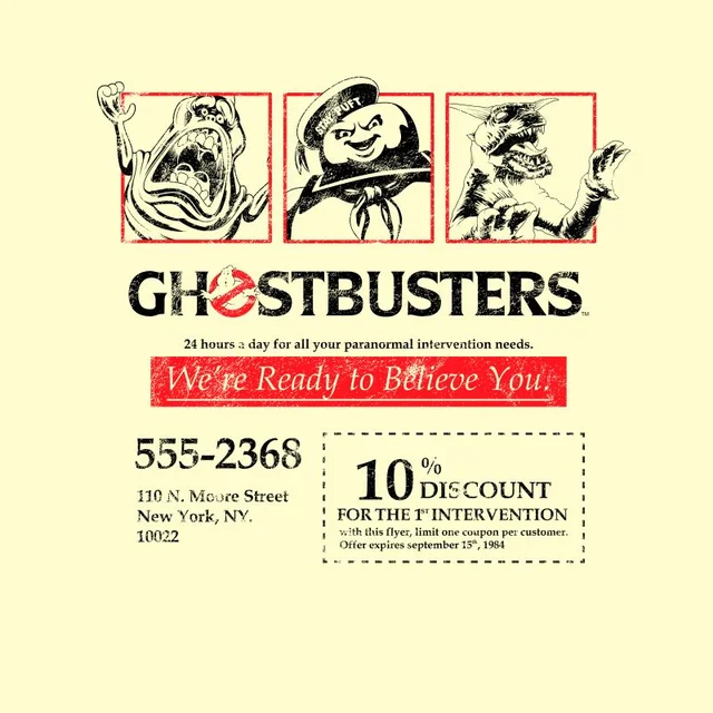 Ghostbusters Flyer Unisex T-Shirt - Weiß Vintage Wash