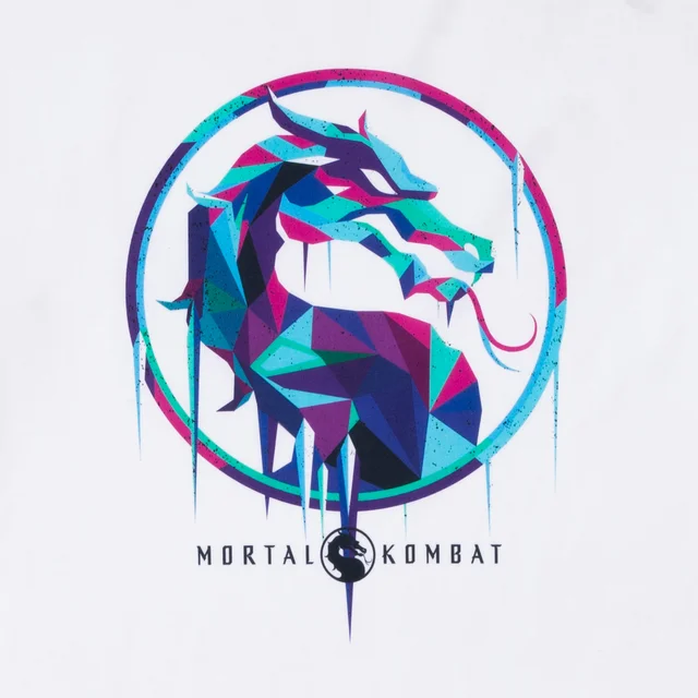 Mortal Kombat Blue Logo Oversized Heavyweight T-Shirt - Weiß