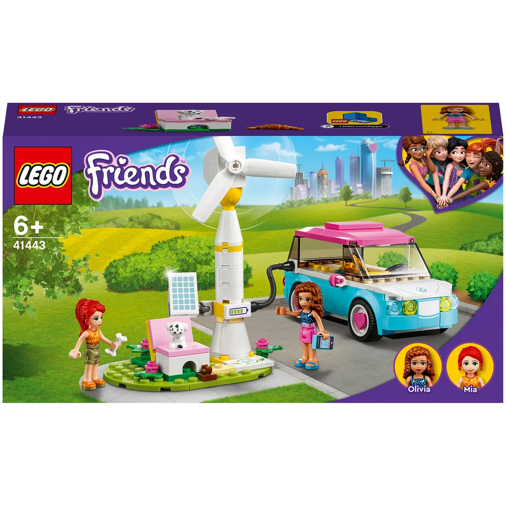 LEGO 41443 Friends Olivias Elektroauto Set, Spielzeug ab 6 Jahren mit Mini-Puppen Olivia & Mia und Spielzeugauto, Lernspielzeug Bild 1