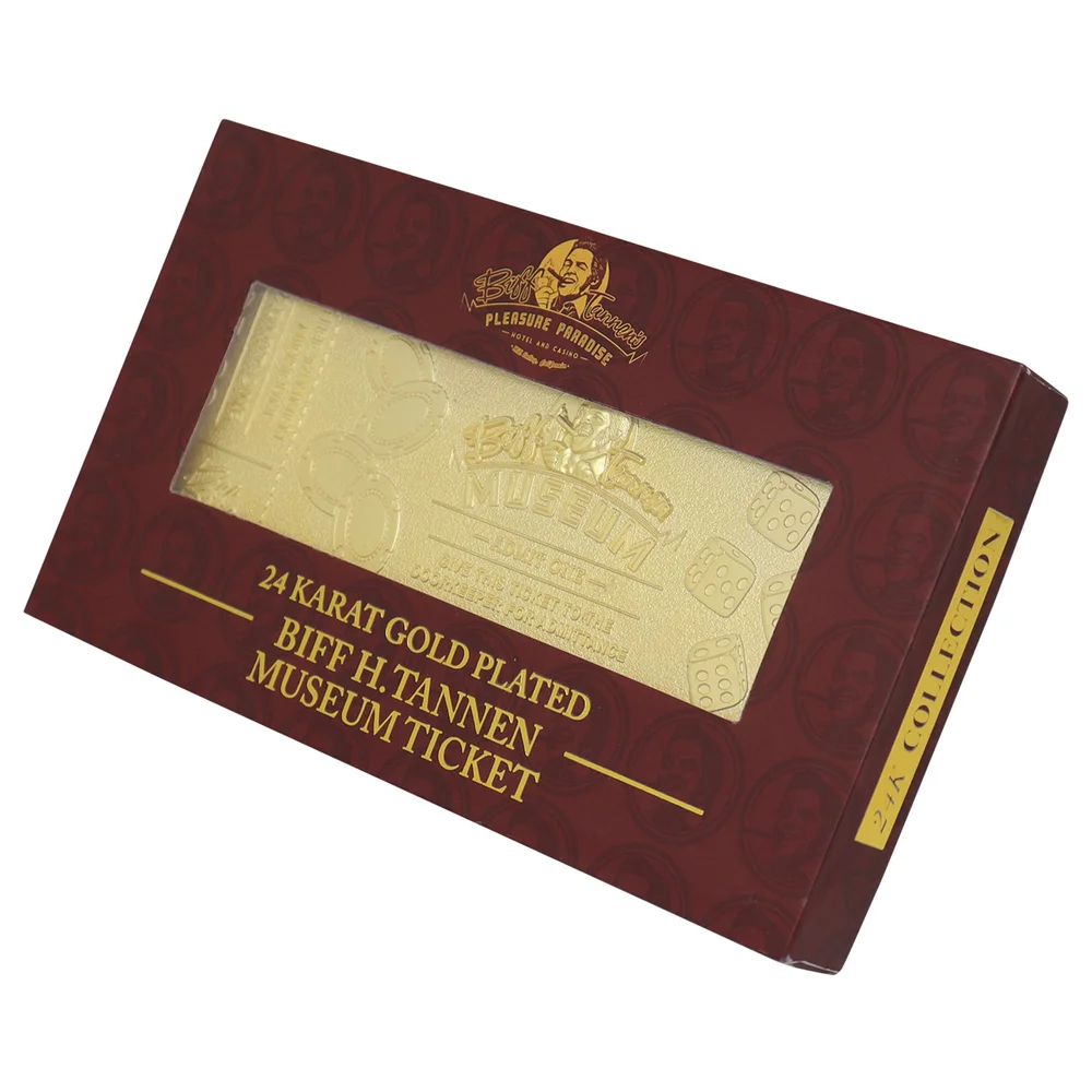 Back to the Future 24k Gold Plated Biff Tannen Museum Entrance Ticket Replica Bild 1