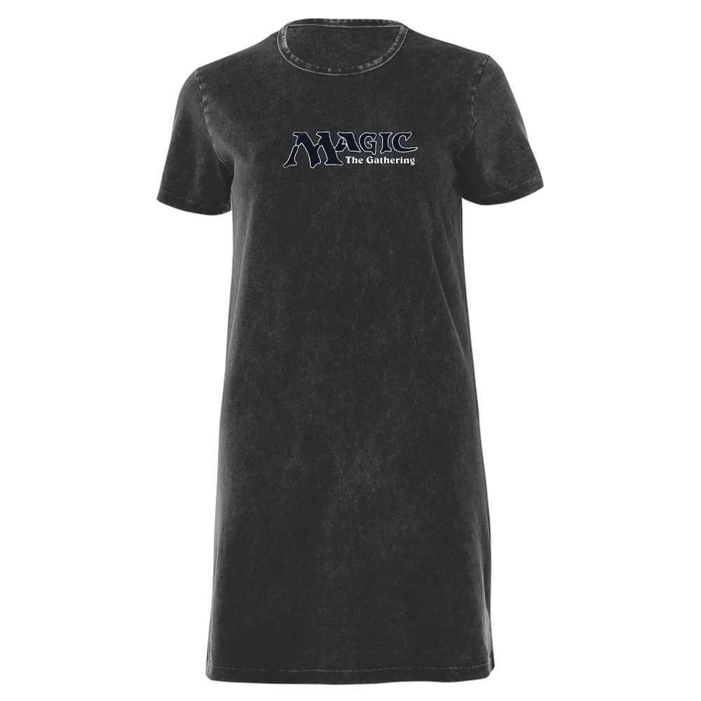 Magic The Gathering Retro Logo Damen T-Shirt Kleid - Schwarz Acid Wash - M Bild 1
