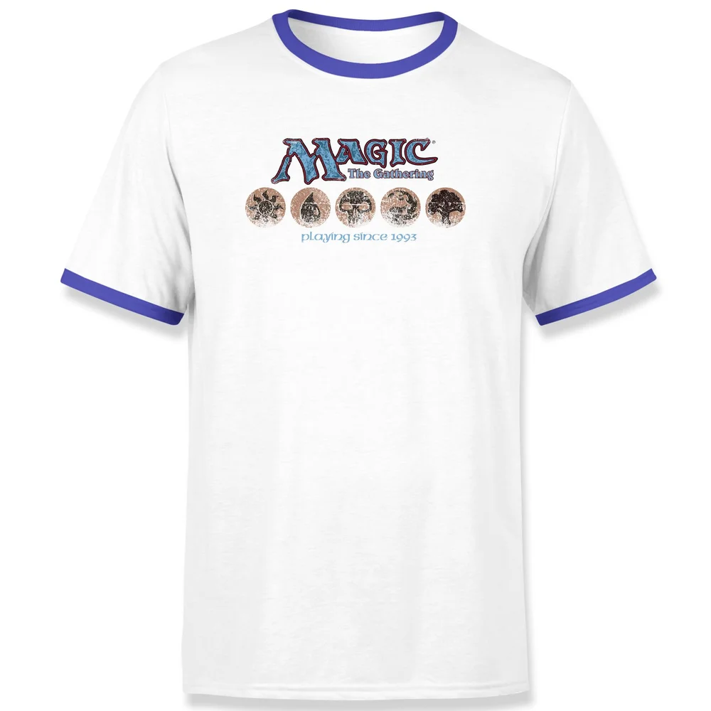 Magic the Gathering Playing Since 1993 Unisex Ringer T-Shirt - Weiß / Blau - S Bild 1