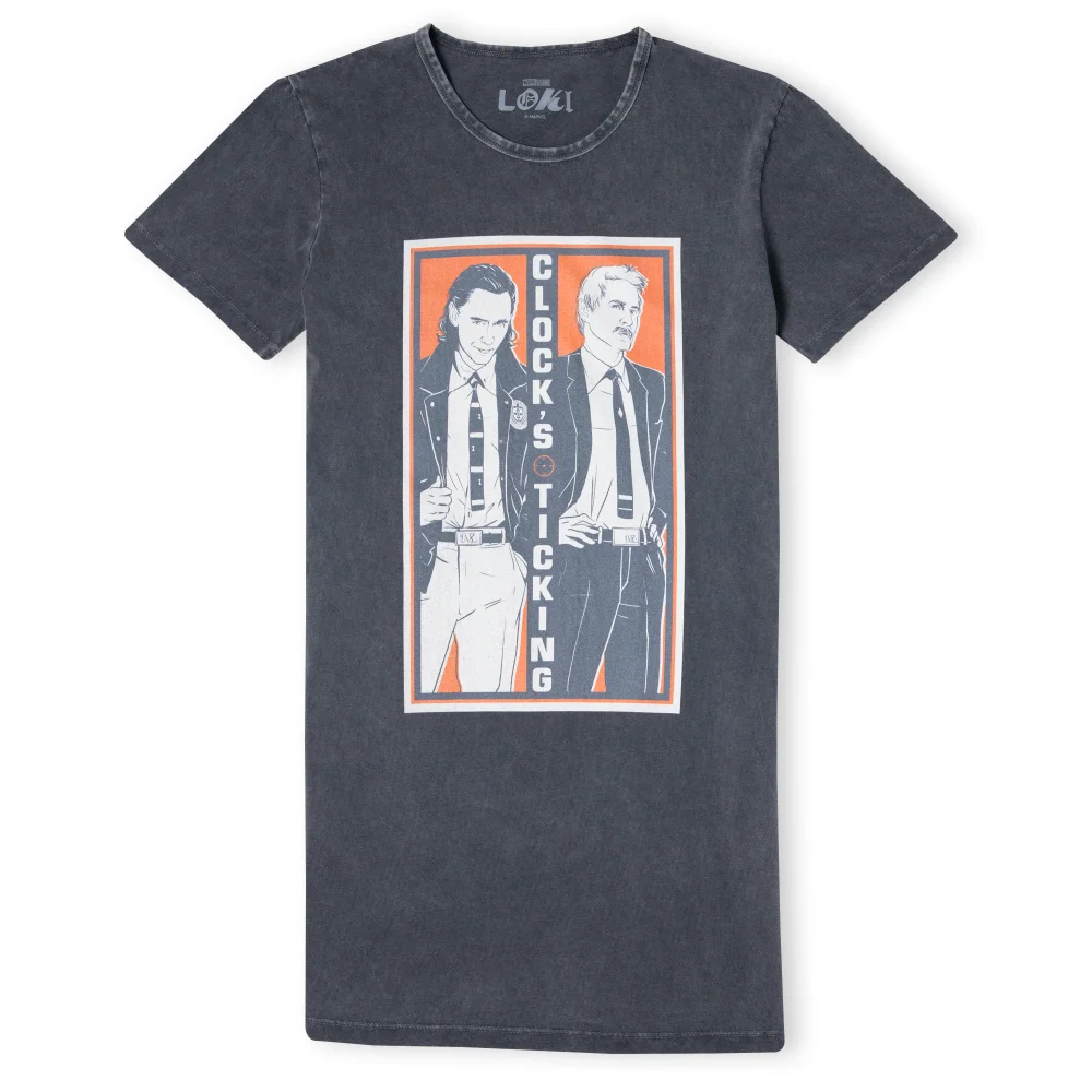 Marvel Clocks Ticking Women's T-Shirt Dress - Black Acid Wash - M Bild 1