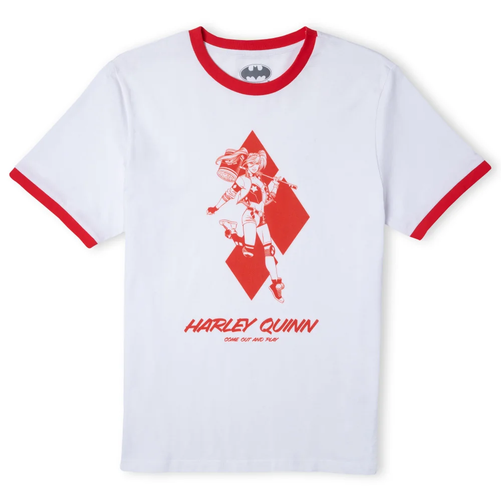 Batman Villains Harley Quinn Unisex Ringer T-Shirt - Weiß / Rot - XS Bild 1