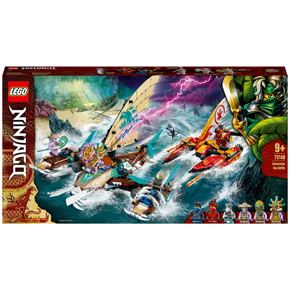 LEGO 71748 NINJAGO Duell der Katamarane Bauset mit 4 Spielzeugbooten und Kai, Jay und Zane Minifiguren Bild 1