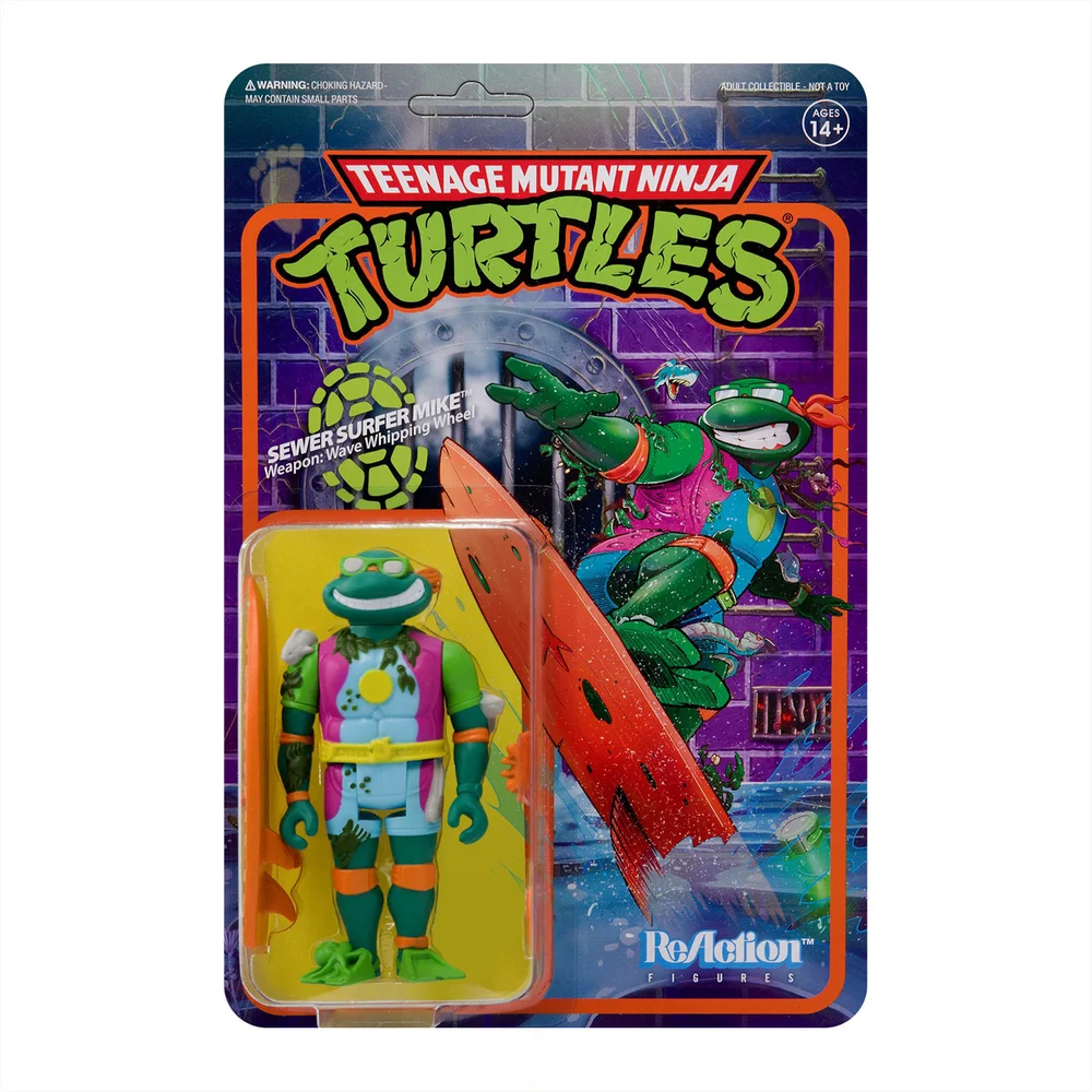 Super7 Teenage Mutant Ninja Turtles ReAction Figur - Sewer Surfer Michelangelo Bild 1