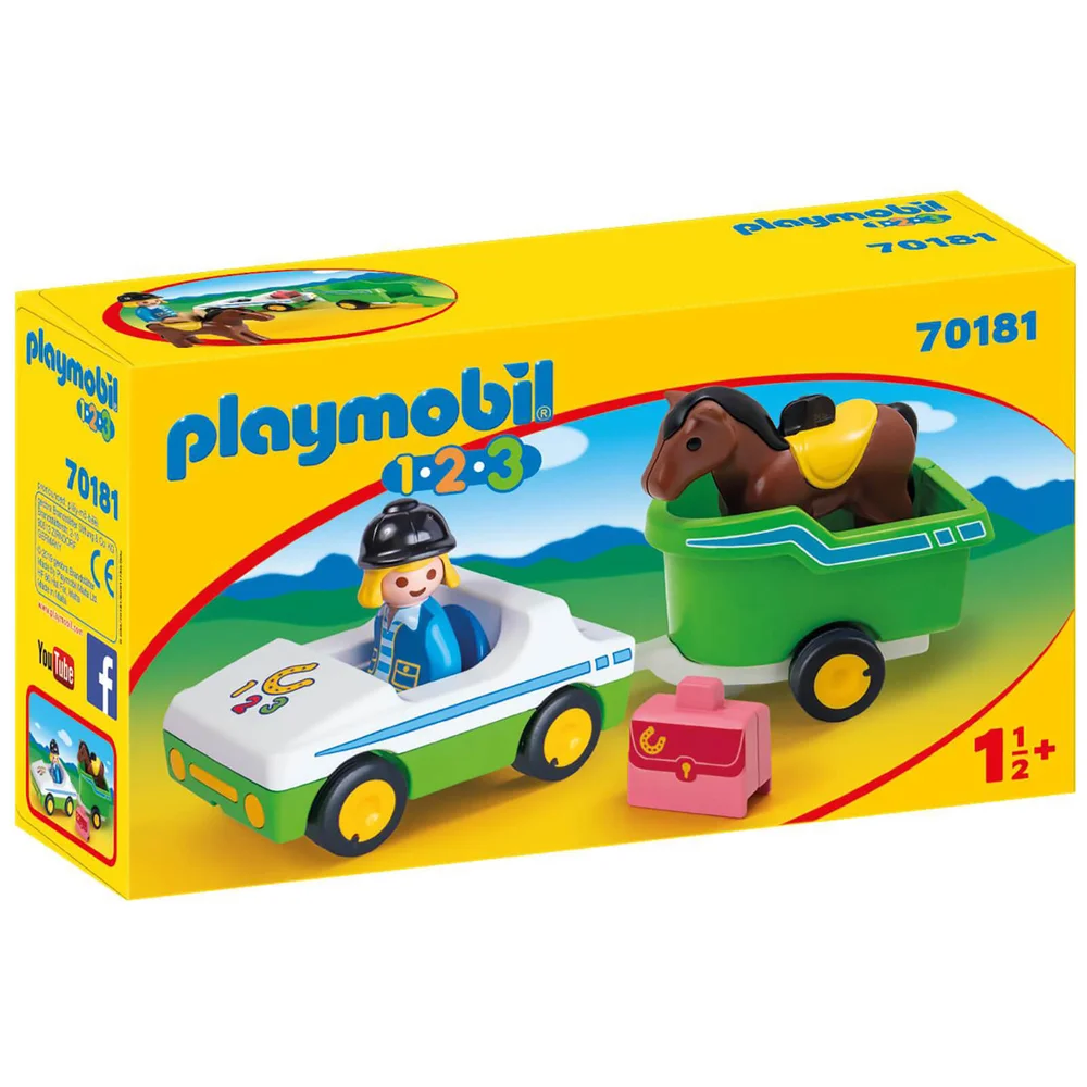 Playmobil 1.2.3 Car with Horse Trailer for Children 18 Months+ (70181) Bild 1