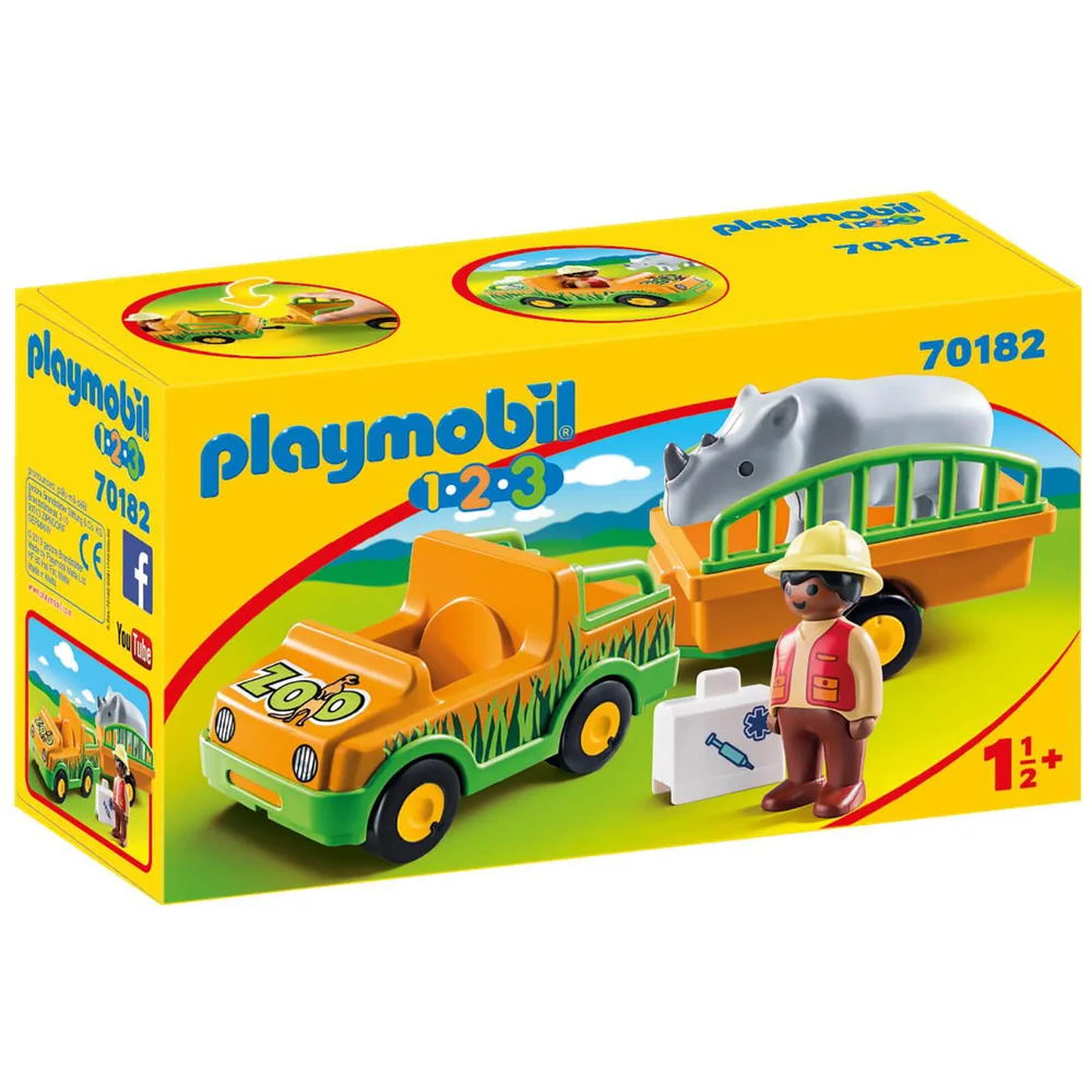 Playmobil 1.2.3 Zoo Truck and Trailer with Rhinoceros for Children 18 Months+ (70182) Bild 1
