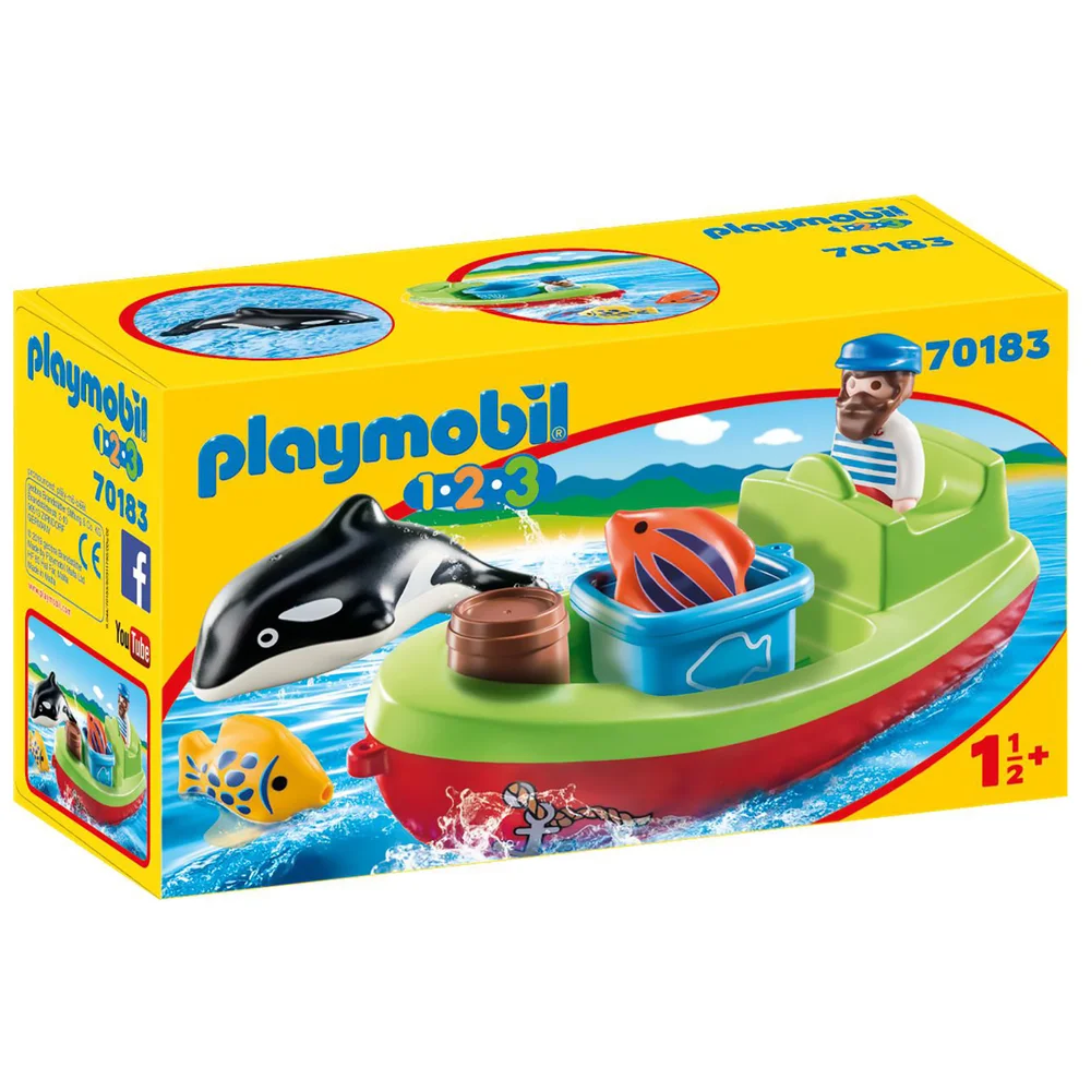 Playmobil 1.2.3 Fisherman with Boat for Children 18 Months+ (70183) Bild 1